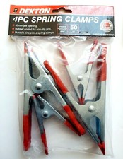 DEKTON 4 PC SPRING CLAMPS NON SLIP 50MM JAW OPENING HINGED JAWS METAL