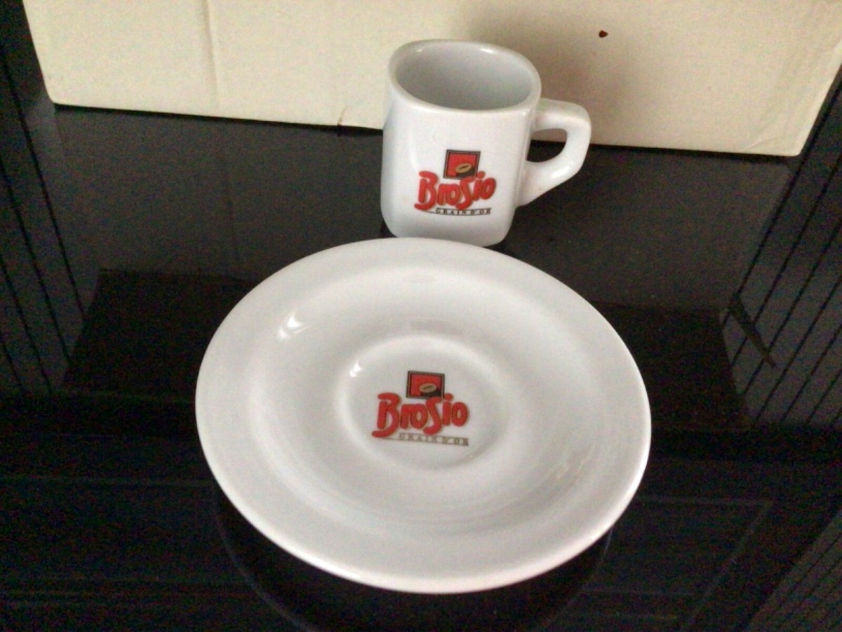 Lot De 6 Tasses à Café Brosio "Les Cafés Folies" – Orange – Porcelaine – Rare Et Neuf
