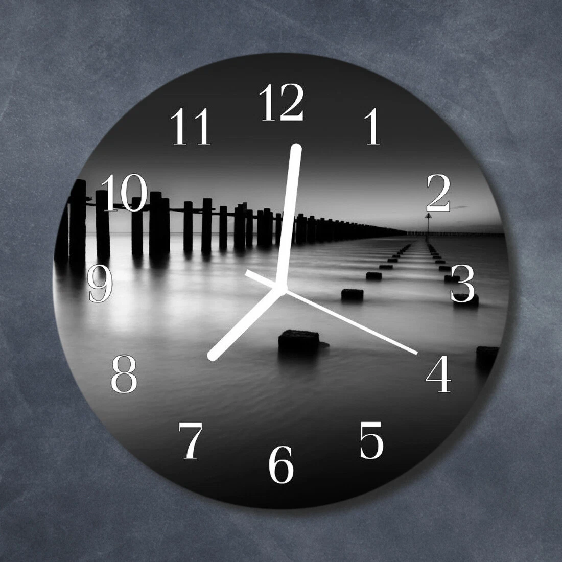 Orologio Da Parete In Vetro 40x40cm Con Paesaggio Marino Onda E Spiaggia - Silenzioso, Moderno Per Cucina E Soggiorno