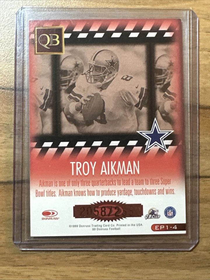 Troy Aikman 1999 Donruss Executive Producers #d /2330 Dallas Cowboys - Image 2 of 3