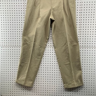NEW Chaps Ralph Lauren Khaki Pleated Pants Mens 36X32 90s School
