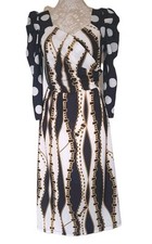 Boohoo Ladies Black Chain Mail Spot Print Midi Dress Size UK 8 EU 36