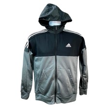 ADIDAS ORIGINALS HOODIE   Essentials 3S Grey Black Full Zip Youth Large