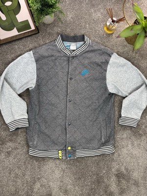 Vintage Nike Varsity Bomberjacke 13/15 Jahre Kinder XL Y2K Grau Streetwear Retro