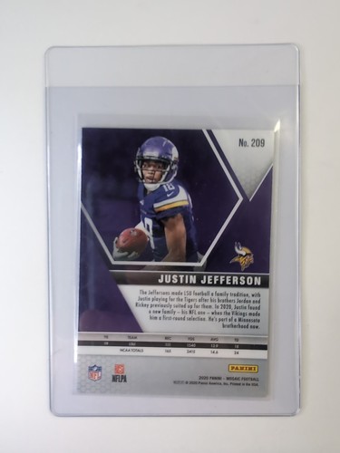 2020 Mosaic Justin Jefferson RC Rookie #209, GSC Gem Mint 10, Quick Grade - Picture 2 of 2