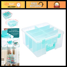 Clear Plastic Storage Box with 8 Deep Compartments, Adjustable Craft Organizer B