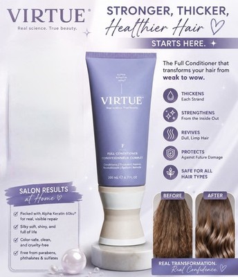 VIRTUE Full Conditioner Alpha Keratin 60ku Thickening Color-Safe 6.7 oz