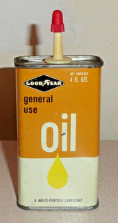 1950's Vintage GOODYEAR 4 Oz General Use Oil Can Old Handy Household Oiler Tin