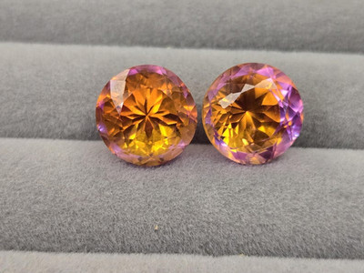 Pair 10 Ct Certified Natural Round Bi-Color Pitambari Sapphire Loose Gemstone