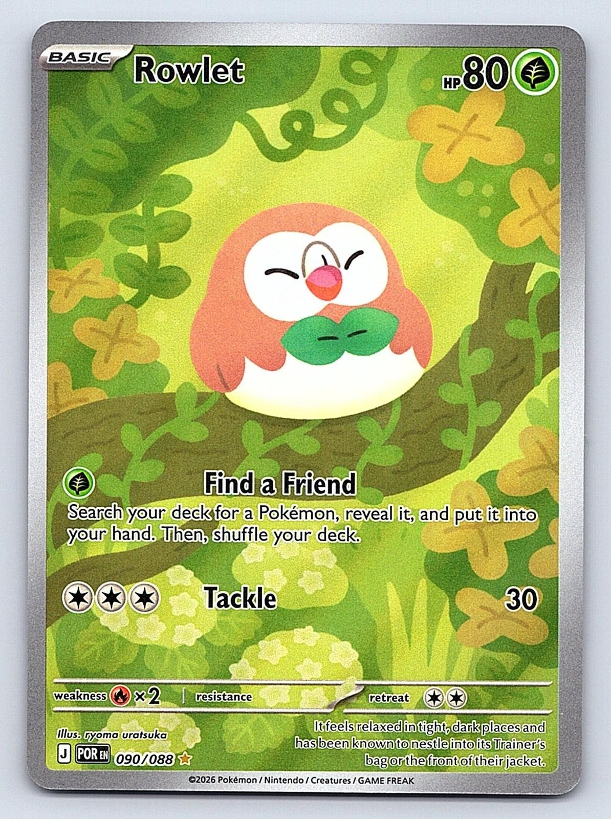 ⭐ Rowlet IR Holo 090/088 Near Mint Perfect Order Pokemon