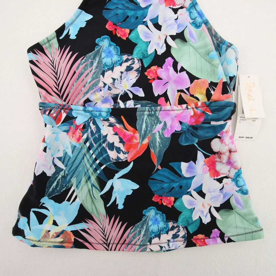 Raisins St Croix Tankini Top Floral High Neck Back Multicolor Small NWT - Image 3 of 4