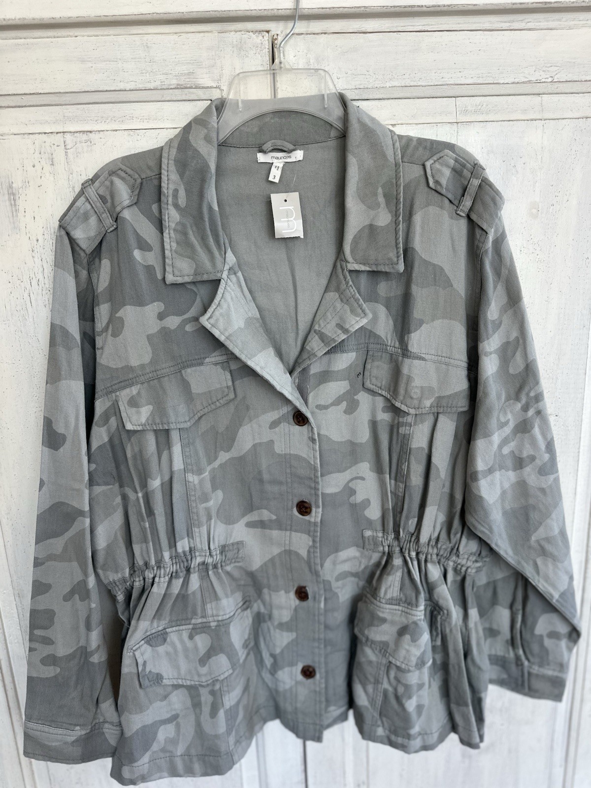 NWT Maurice’s Women's Plus Size 3X Camo Military Cinched Waist Jacket Green