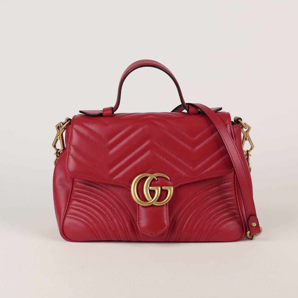 GUCCI トート（赤） GGエンブレム〕ラージ トートバッググッチ ロッソ アンコーラ