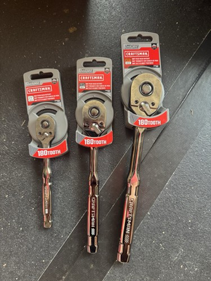 #ad New Craftsman 3pc. 180 tooth Overdrive Ratchet Set 1 2 3 8 1 4quot; dr. Lifetime $69.99