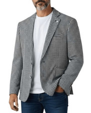 Stafford Men's Blazer Sport Coat Suit Jacket Sz 40R Classic Fit Navy White Check