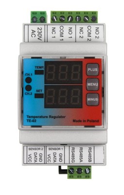 TE-02 Digitales Zweikanal oder Doppelthermostat RS485 Modbus fähig
