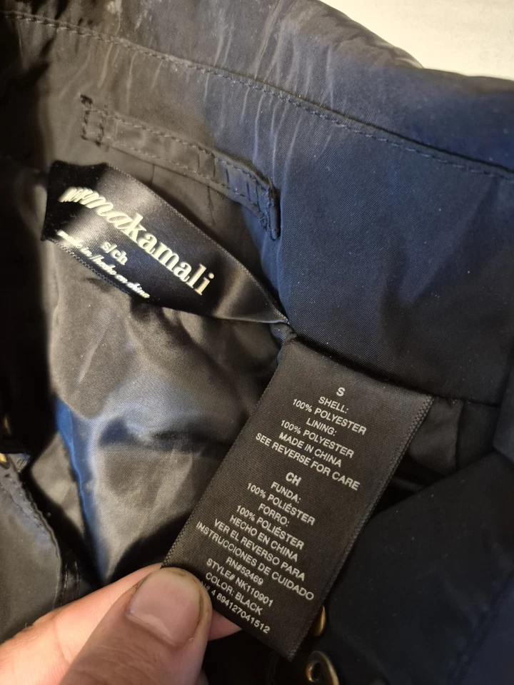 Gabardina Norma Kamali Negra Pequeña Cinturón Doble Pecho Chaqueta Larga Foto 4 de 4