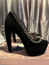 Jeffrey Campbell taglia 4 nero scamosciato "Madame Spike" tacco a spillo con punte