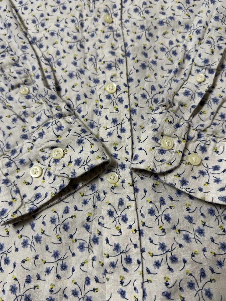 Camisa de lino Banana Republic para hombre grande floral calce camden manga larga abotonada Foto 2 de 4