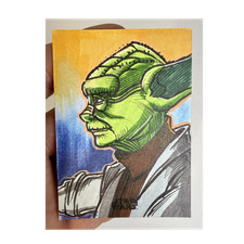 Topps Star Wars Yoda Sketch Card Artist Signed 1 of 1 . Artist Eric Medina . 