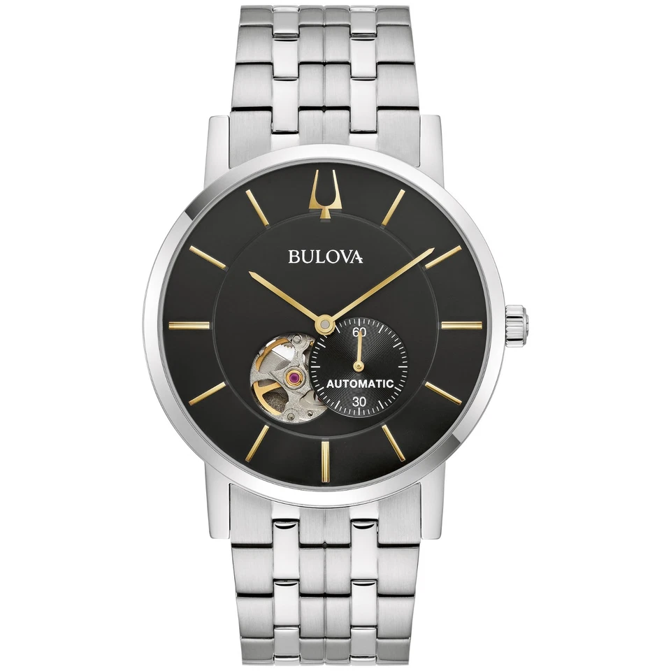 Bulova Men's American Clipper Small Second Automatic Silver Watch 42MM 96A305