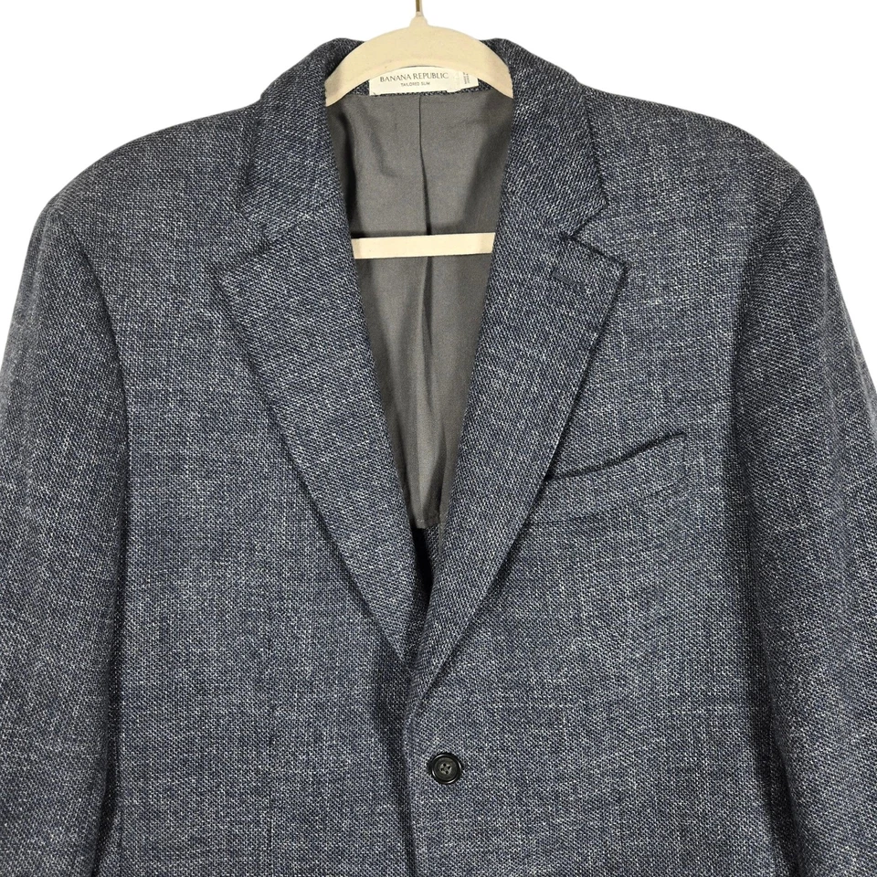 Banana Republic 40S Blazer Marzotto Havana Fabric Tailored Slim Navy Wool Blend - Image 2 of 4