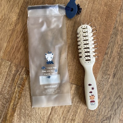 SANRIO FANCY FRIENDS WINKIPINKI HAIR BRUSH 1992 VINTAGE CAT KITTY W/ BAG POUCH