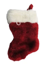 Mini Christmas Stocking Ornament For Small Items/Gifts Plush Red & White 5.5"