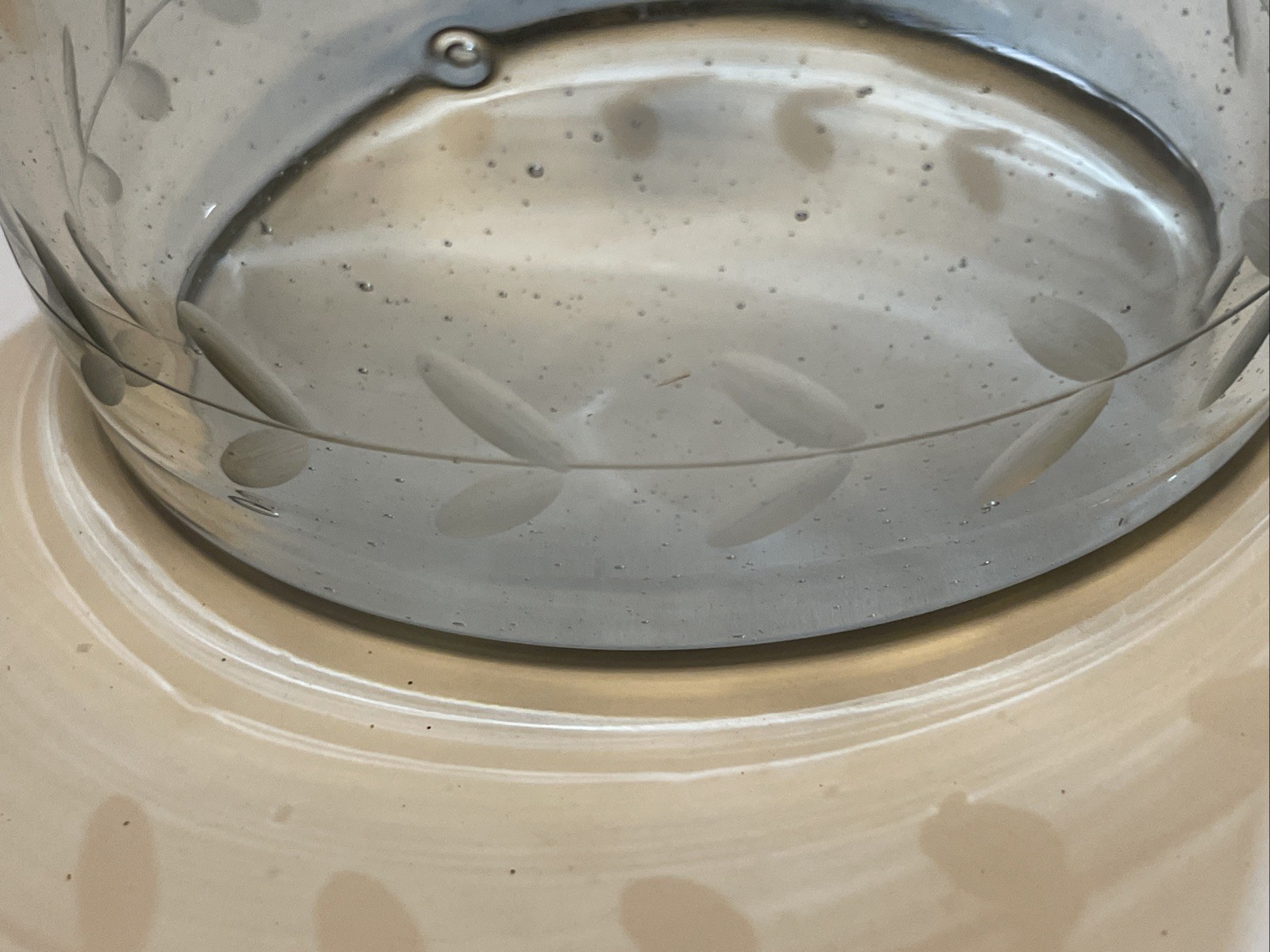 Jan Barboglio Hand Blown Glass Bowl w/ Laurel Wreath Forged Iron Lotus Marked