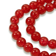 Red Crackle Glass Beads: 8mm Holiday Christmas Beads 50 Pack DIY Jewelry Making