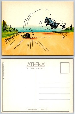 Athena Postcard Bumpy Ride Silvey Jex Cartoon Car Turtle Humorous England