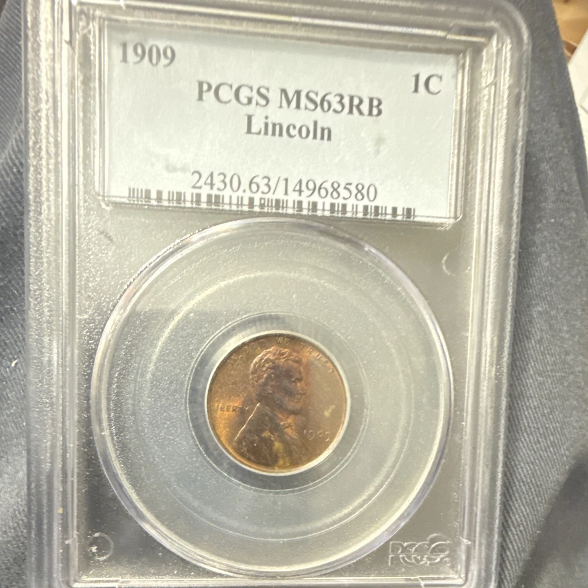 PCGS Certified MS 63 Graded 1909 Year Lincoln Wheat US Small Cents