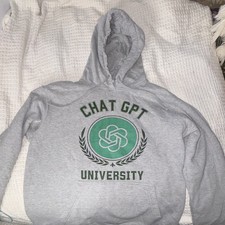 Mens Gray ChatGPT University Graphic Pullover...