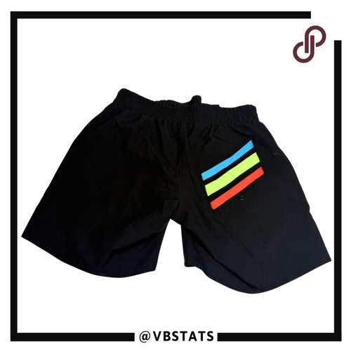 Pantalones Cortos de Natación TomboyX Unisex 7" Rayas Arco Iris Forrados con Cordones Negros Talla XS - Imagen 2 de 7