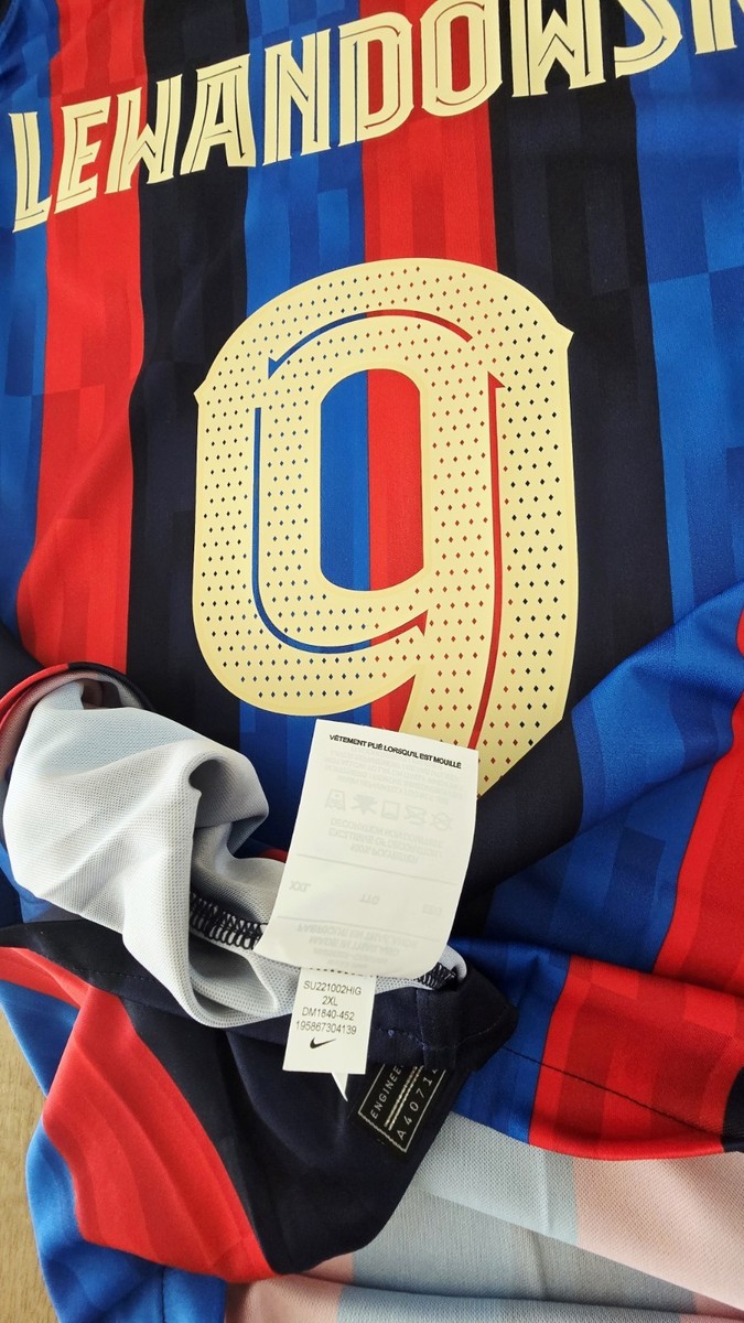 2022/23 Nike FC Barcelona #9 LEWANDOWSKI UCL Home Jersey Size XL
