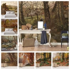 3D Autumn Forest River Self-adhesive Wallpaper Removable Wallpaper Wall Mural