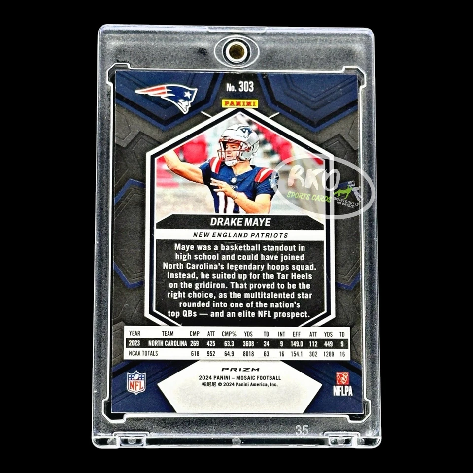 Drake Maye RARE ROOKIE CHROME MOSAIC REFRACTOR INVESTMENT CARD PANINI PATRIOTS - Image 2 of 3