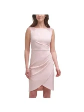 HARPER ROSE Womens Pink Satin Shoulders Hem Lined Sleeveless Dress 10