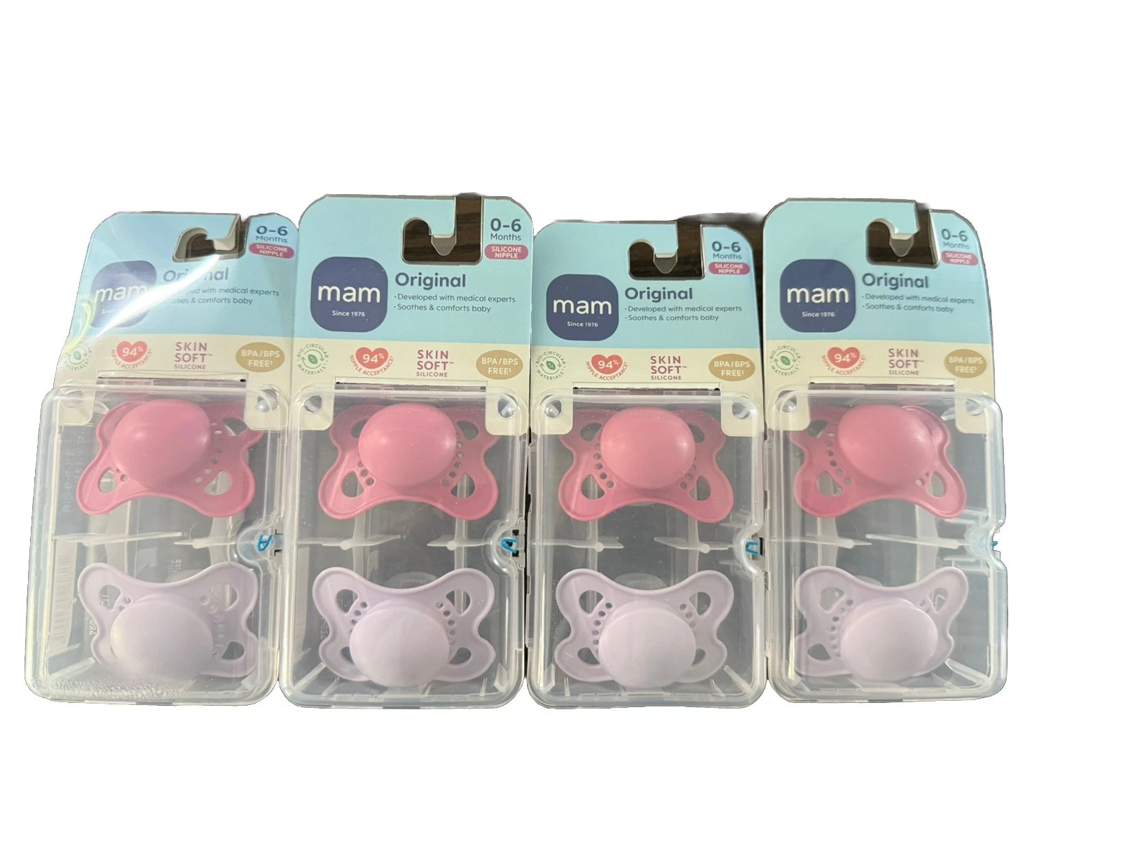 MAM Original Colors of Nature Matte Collection 0-6 months Pacifiers Lot Of 4