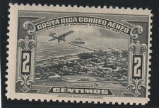 Timbre Poste Aérienne Costa Rica Sc #C31 - 1937 2¢ Exposition MNH