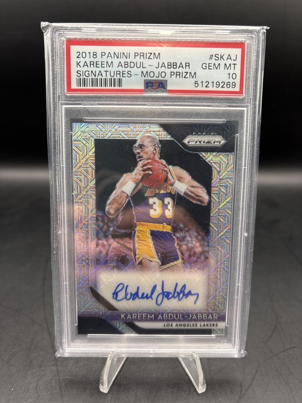 2018 Panini Prizm Signatures Kareem Abdul-Jabbar Signatures-Mojo Prizm PSA 10