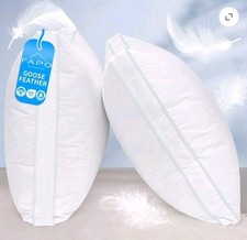 Goose Feather Down Pillows, Gusseted Bed Pillows King Size Set of 2.