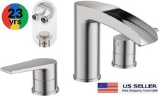Brushed Nickel 8" WIDESPREAD WATERFALL Bathroom Faucet with Pop-Up Drain Set