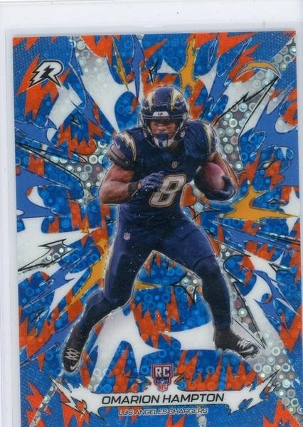 2025 Topps Resurgence #117 Omarion Hampton Blue & Orange Spark Refractor