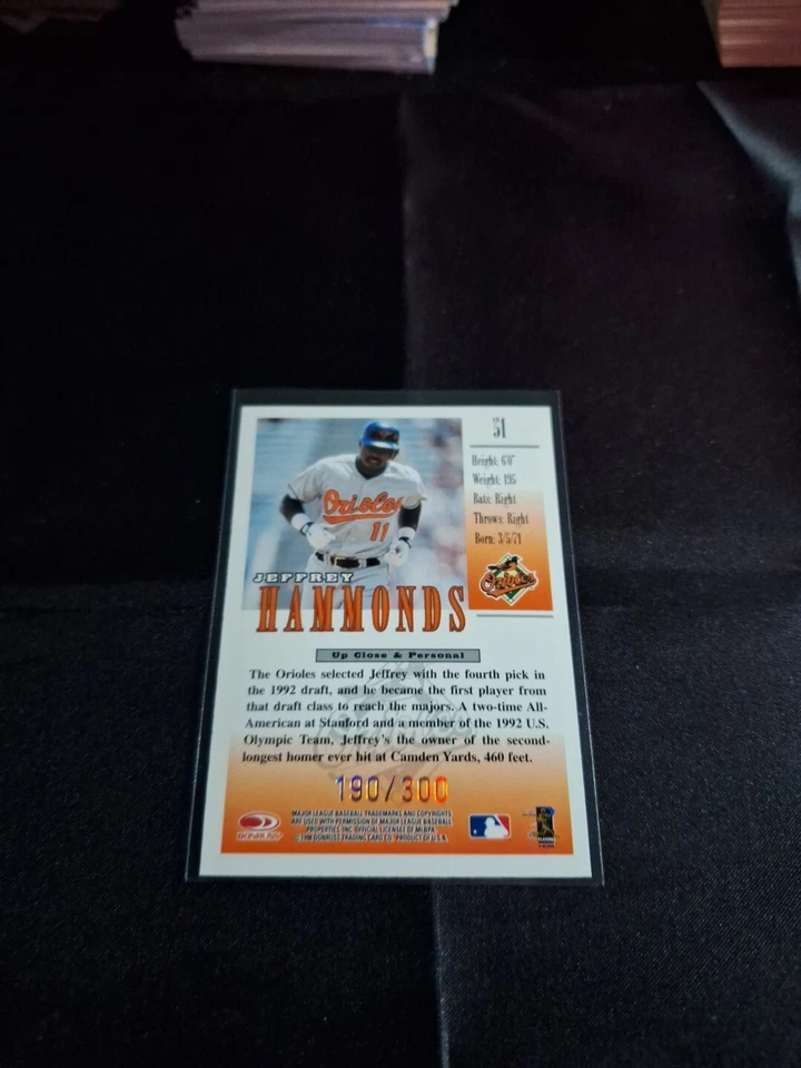 1998 DONRUSS STUDIO GOLD PRESS PROOF SP #51 JEFFREY HAMMONDS #'D 190/300 NRMT-MT - Image 2 of 2