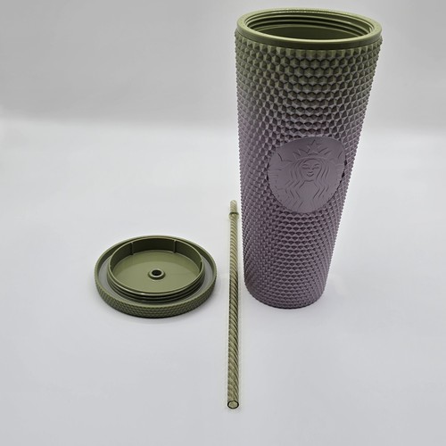 Starbucks Fall 2024 Green Purple Ombre Metallic Studded Tumbler 24oz & Yellow - Picture 4 of 8
