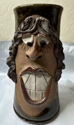 VTG Funny Face 3D Mug M Stoneware Pottery Woman Tall