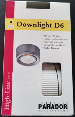 Parador Strahler Parador Downlight D6 Farbe Chrom Matt 230 Volt Neu 50Watt