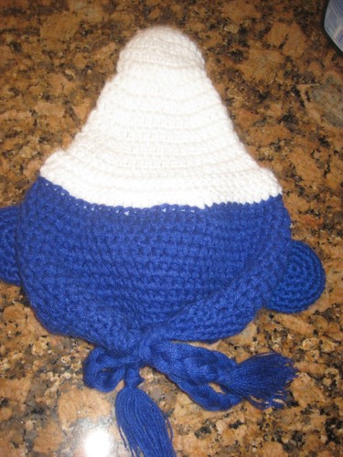 CUSTOM Adult Boutique CROCHETED SMURF Beanie Hat that Ties - Picture 6 of 8