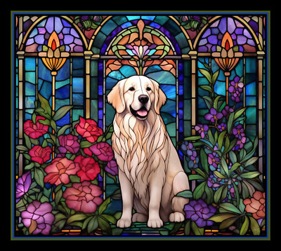 Golden Retriever Dog Large Refrigerator Magnet - version 9